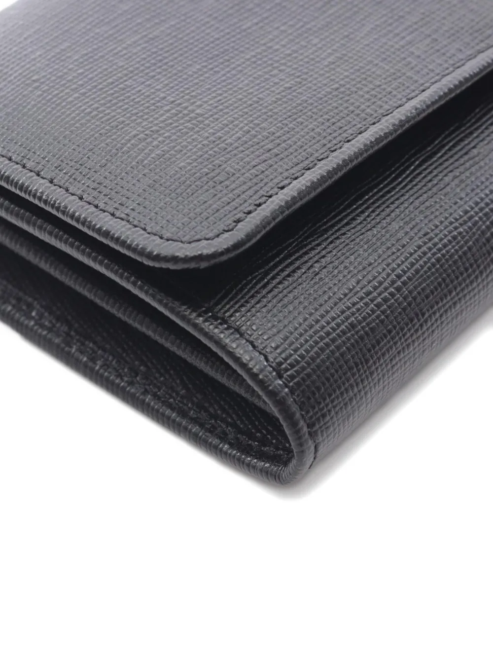 Pre-owned Prada 2010s Leather Continental Wallet In Black