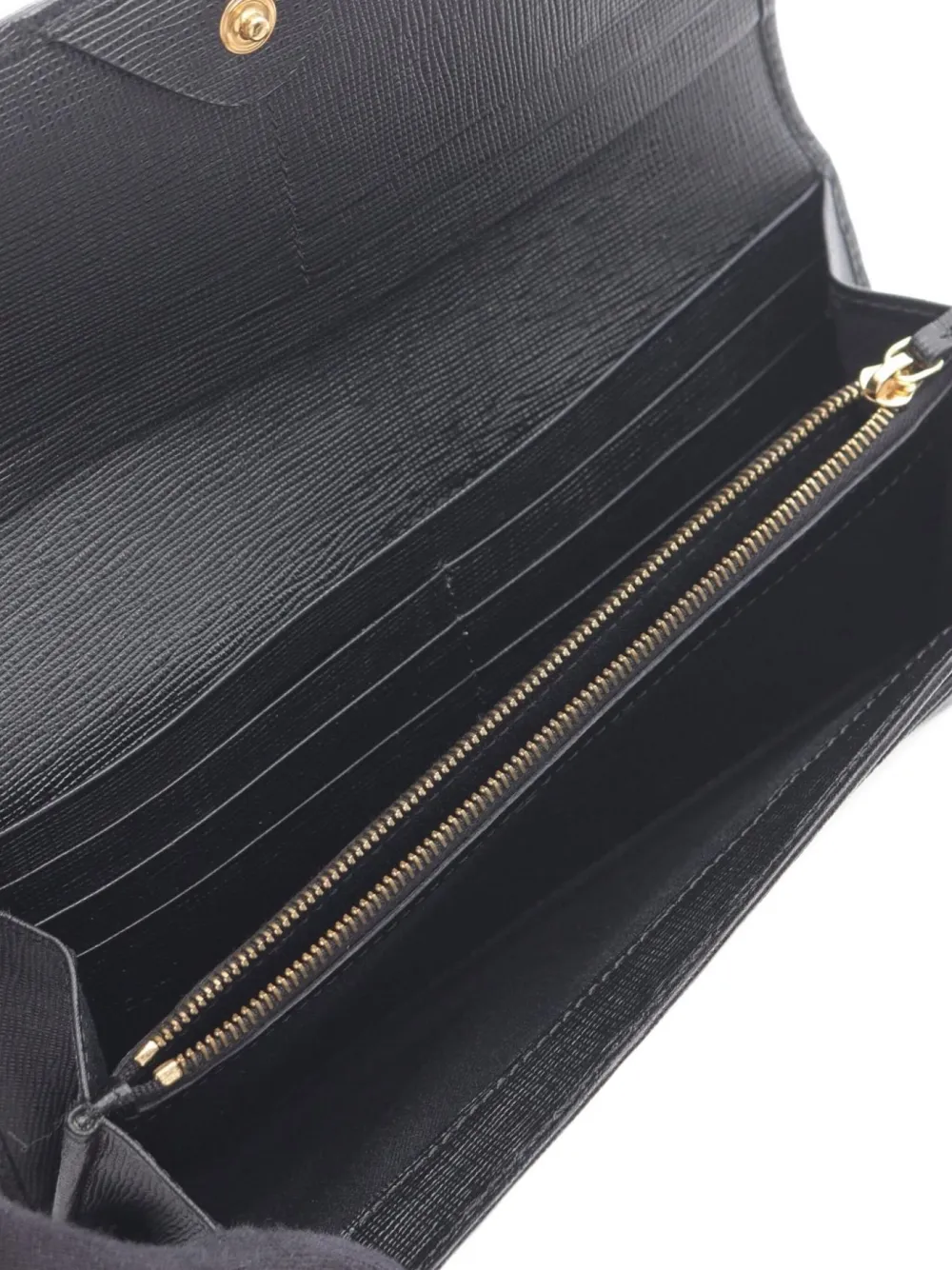 Pre-owned Prada 2010s Leather Continental Wallet In Black
