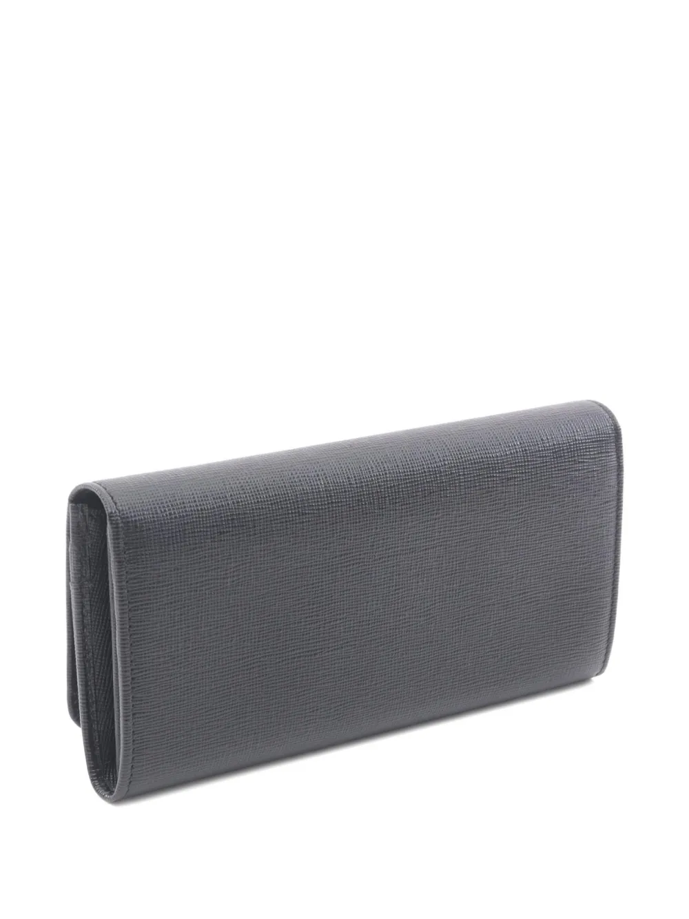 Pre-owned Prada 2010s Leather Continental Wallet In Black