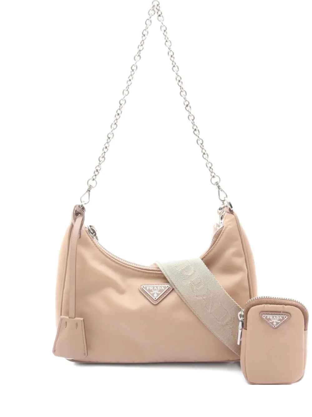 Prada Pre-Owned 2010s Re-Edition 2006 トライアングルロゴ ショルダーバッグ - ニュートラル Prada Pre-Owned 2010s Re-Edition 2006 トライアングルロゴ ショルダーバッグ - ニュートラル