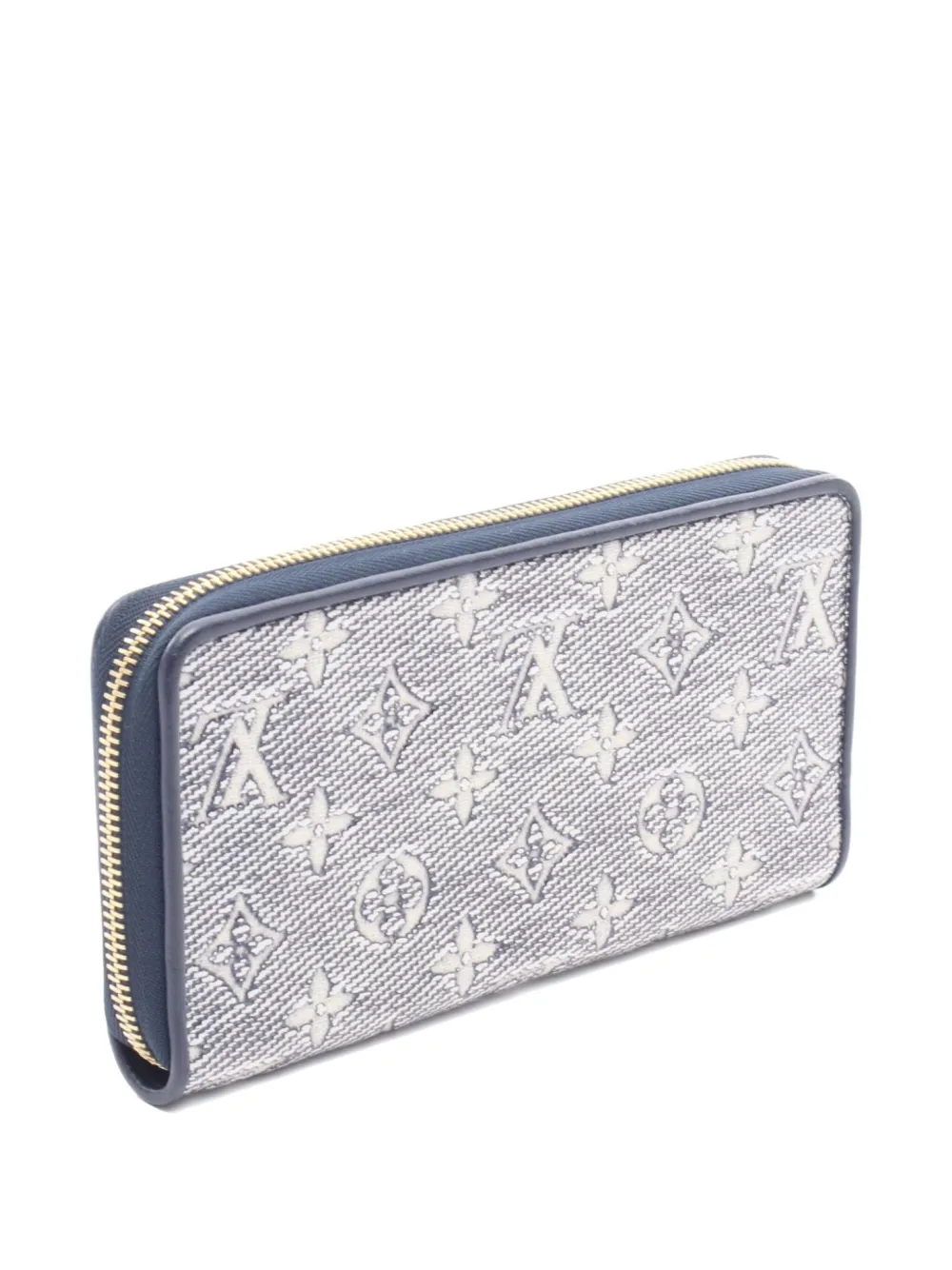 Pre-owned Louis Vuitton 2021 Monogram Jacquard Zip Wallet In Blue