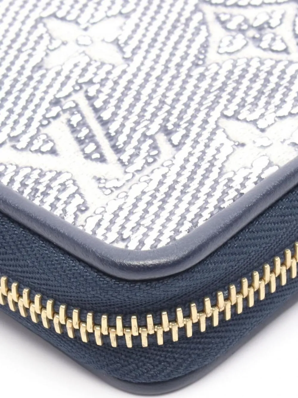 Pre-owned Louis Vuitton 2021 Monogram Jacquard Zip Wallet In Blue