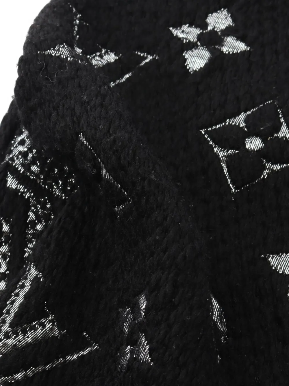 Pre-owned Louis Vuitton 2016 Monogram-pattern Wool Scarf In Black