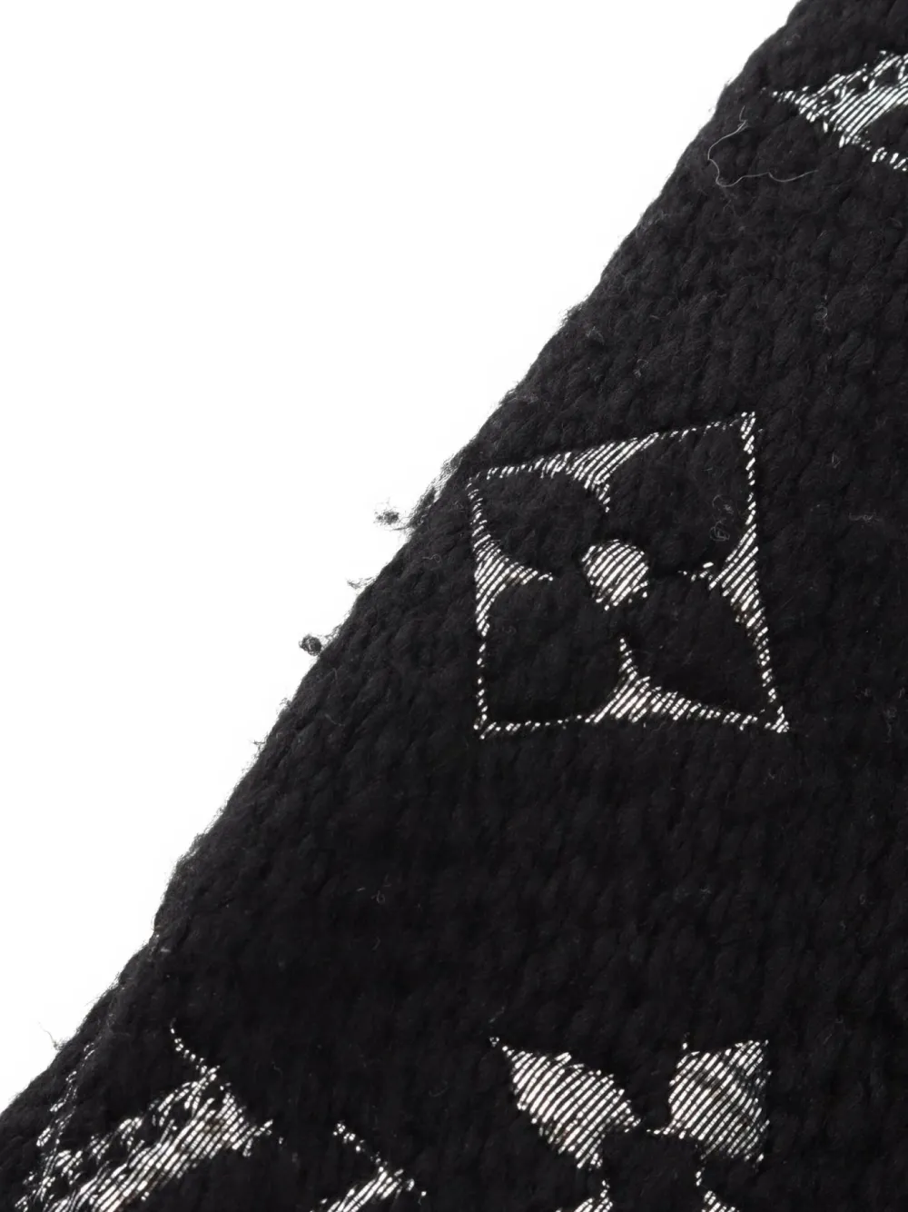 Pre-owned Louis Vuitton 2016 Monogram-pattern Wool Scarf In Black