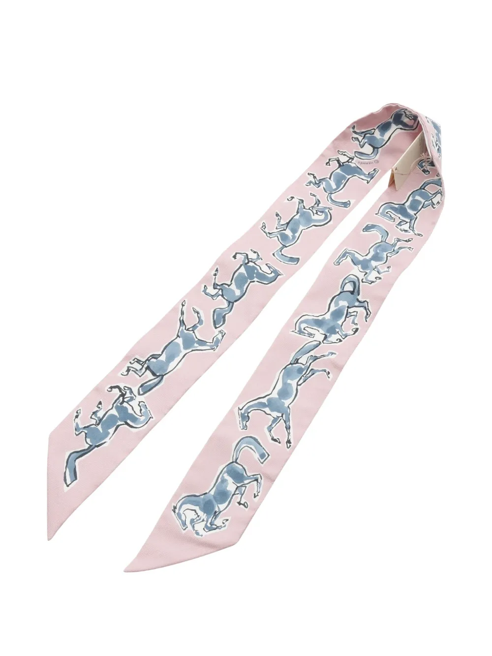 Pre-owned Hermes 1920s Chevaux En Liberte Silk Scarf In Pink