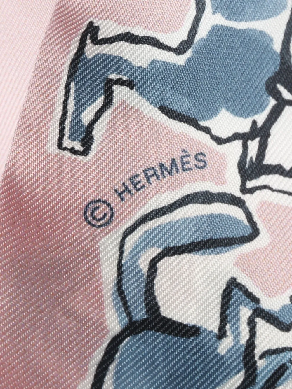 Pre-owned Hermes 1920s Chevaux En Liberte Silk Scarf In Pink