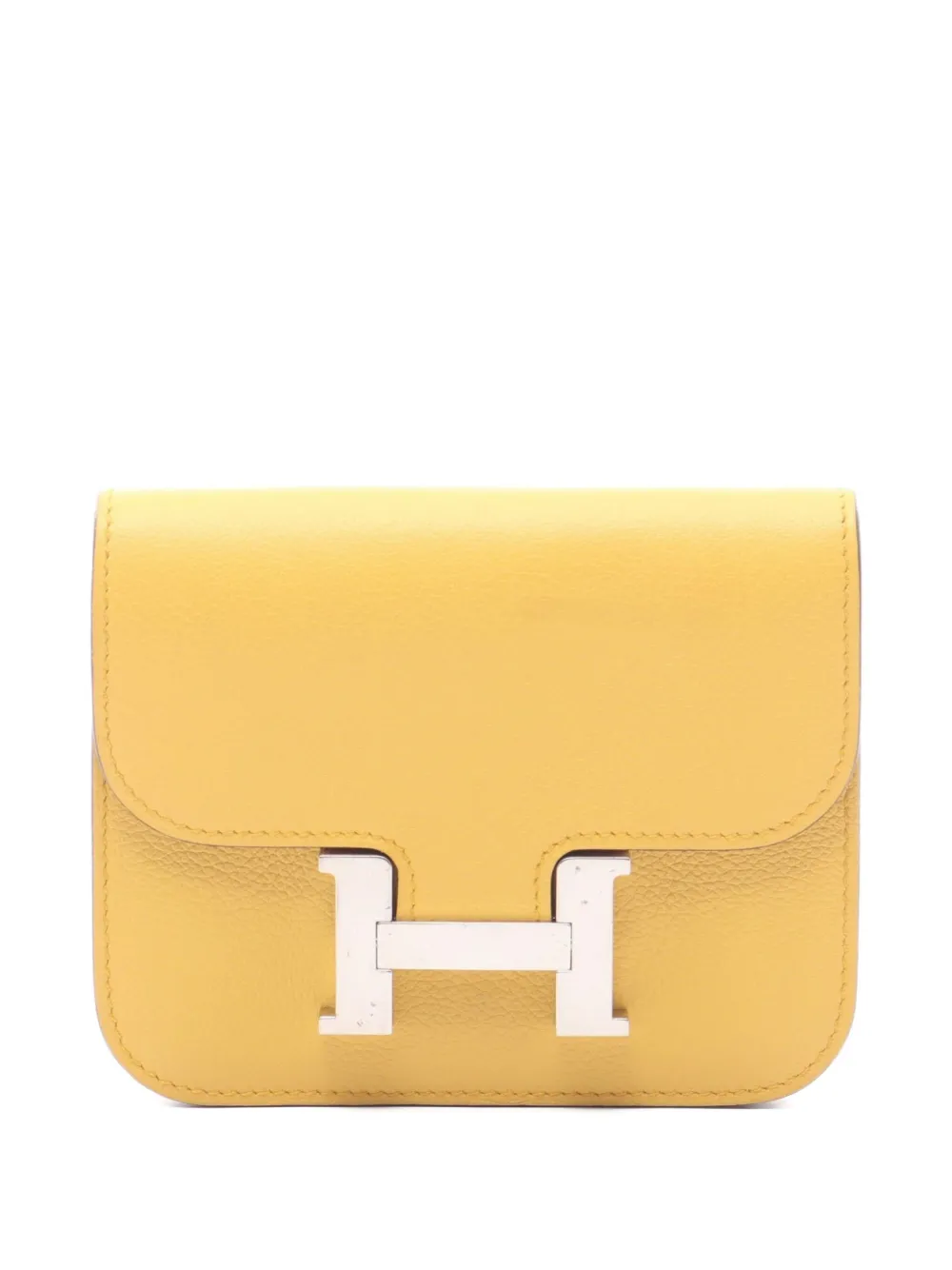 Pre-owned Hermes 2024 Constance Wallet In Yellow