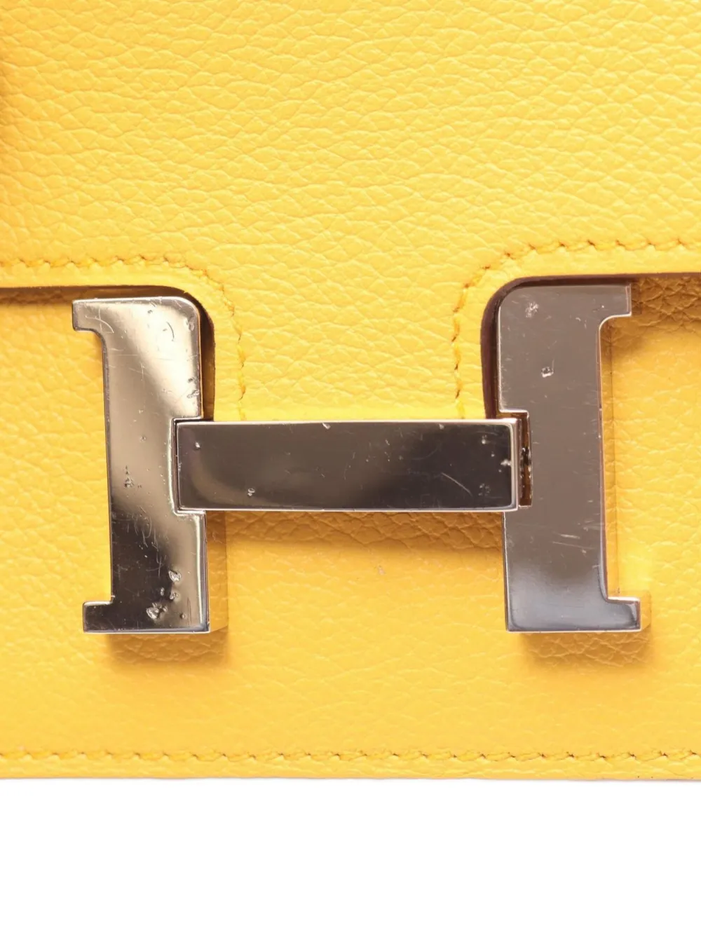 Pre-owned Hermes 2024 Constance Wallet In Yellow