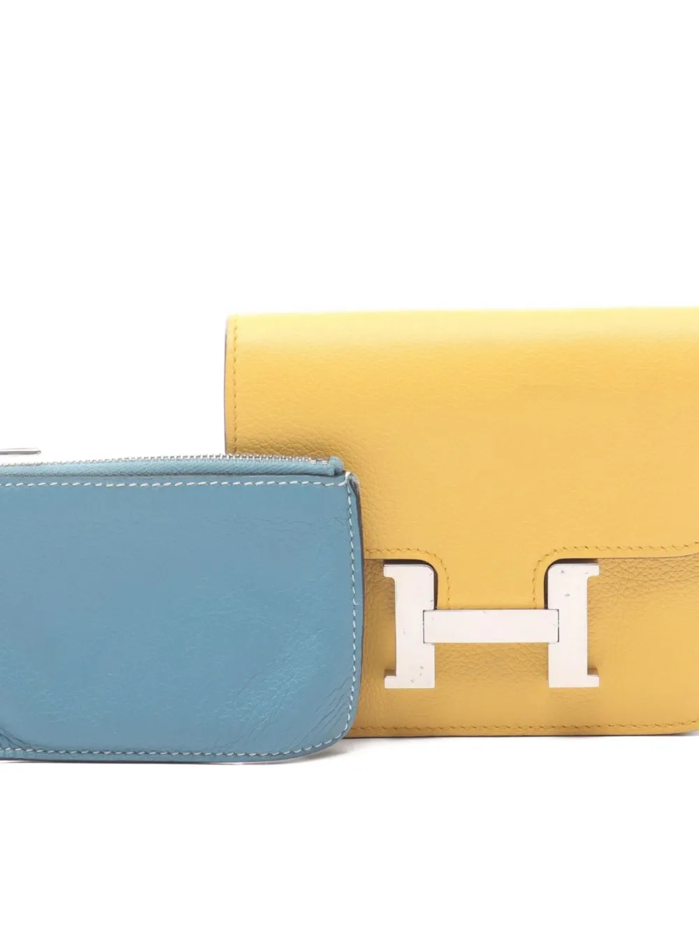 Pre-owned Hermes 2024 Constance Wallet In Yellow