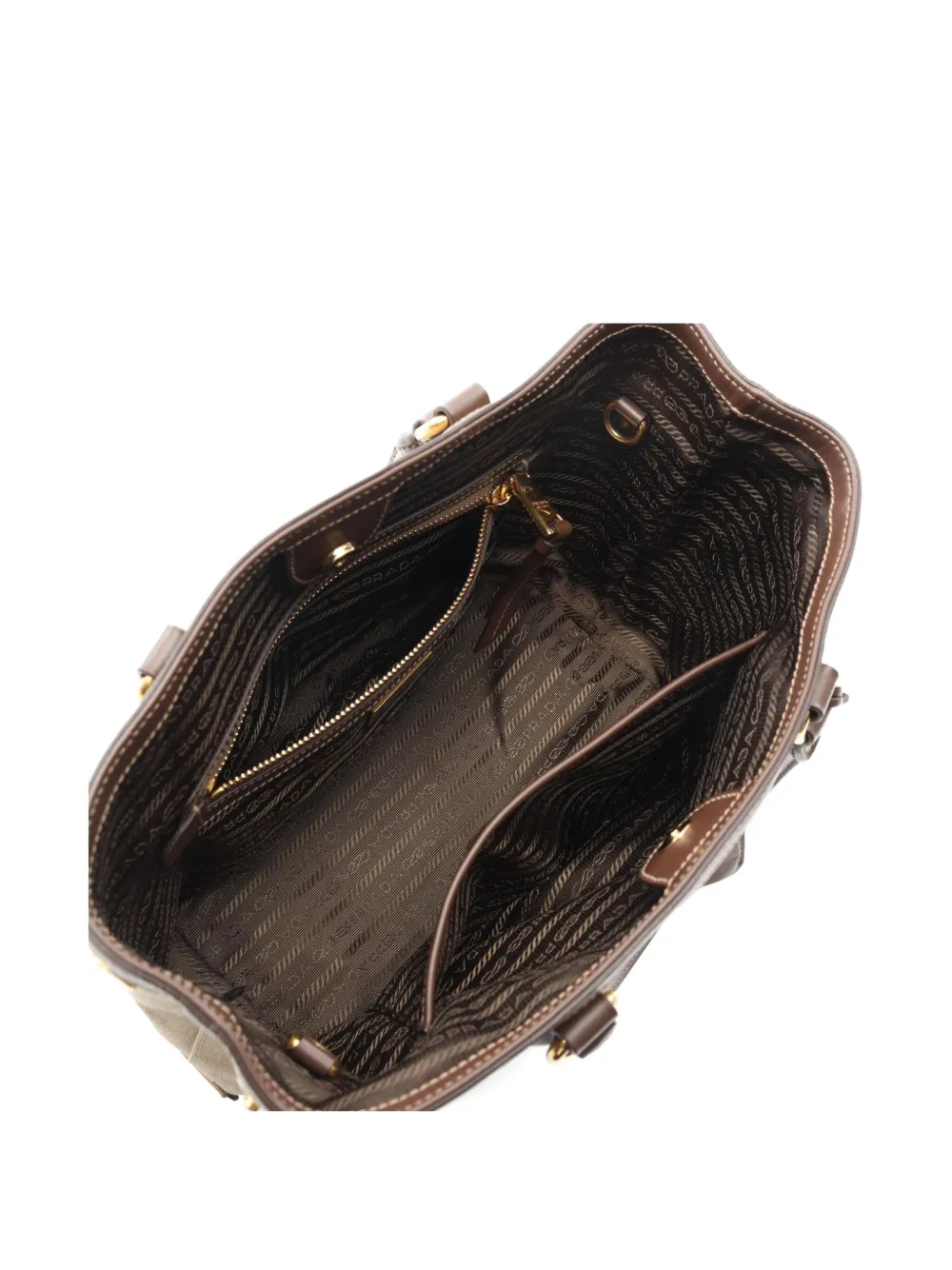 Pre-owned Prada 2010s Logo Jacquard Handbag In Brown