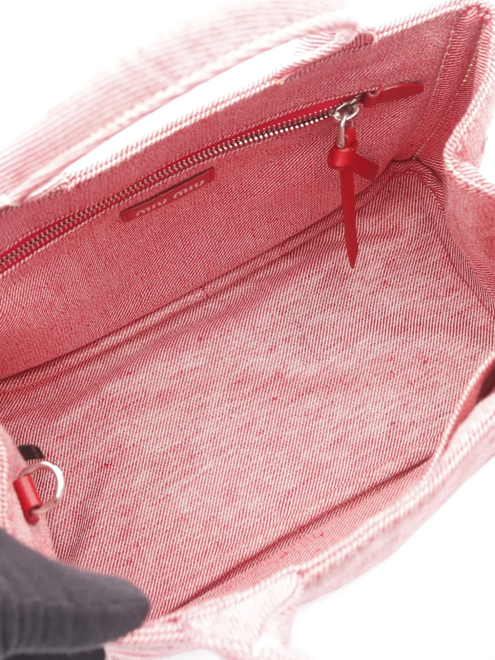 Pre-owned Miu Miu 2010s Logo-detail Denim Two-way Handbag In Red