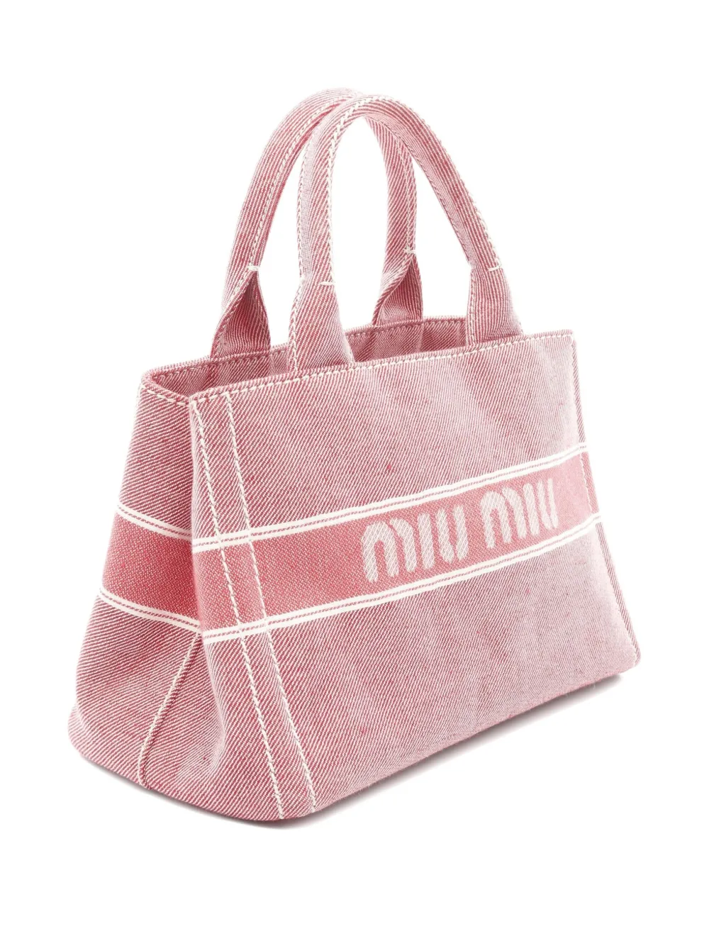 Pre-owned Miu Miu 2010s Logo-detail Denim Two-way Handbag In Red