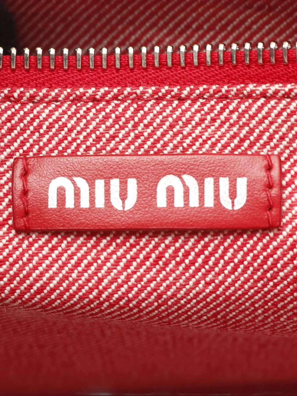 Pre-owned Miu Miu 2010s Logo-detail Denim Two-way Handbag In Red