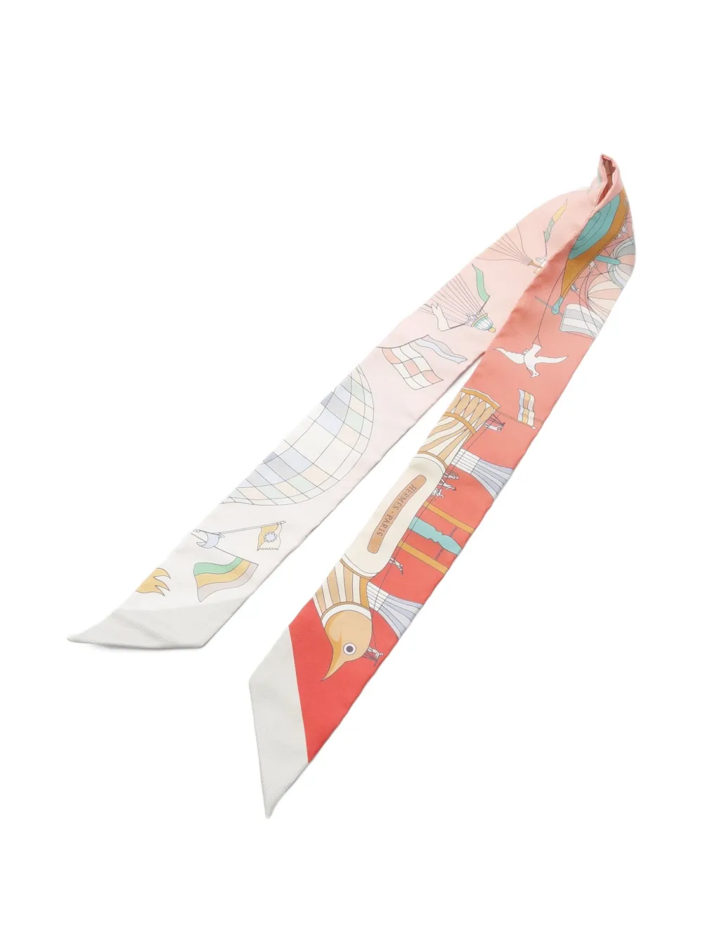 Pre-owned Hermes 2020s Les Folies Du Ciel Silk Scarf In Red