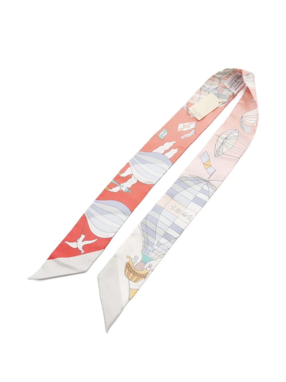 Pre-owned Hermes 2020s Les Folies Du Ciel Silk Scarf In Red