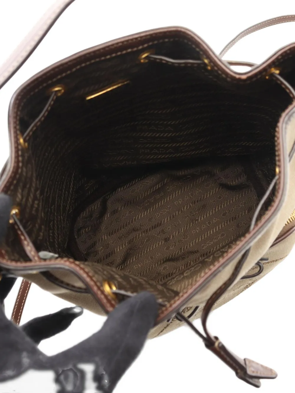 Pre-owned Prada 2010s Logo-jacquard Shoulder Bag In Neutral