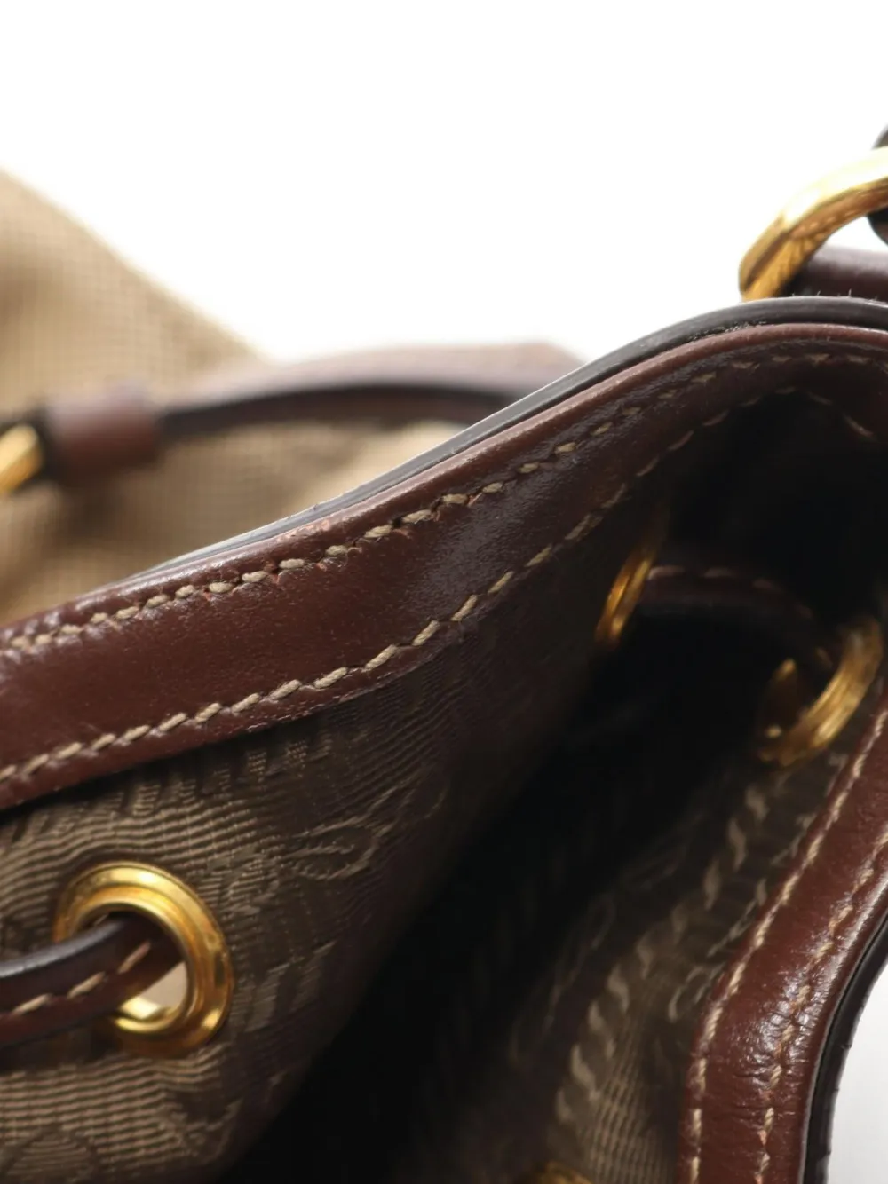 Pre-owned Prada 2010s Logo-jacquard Shoulder Bag In Neutral