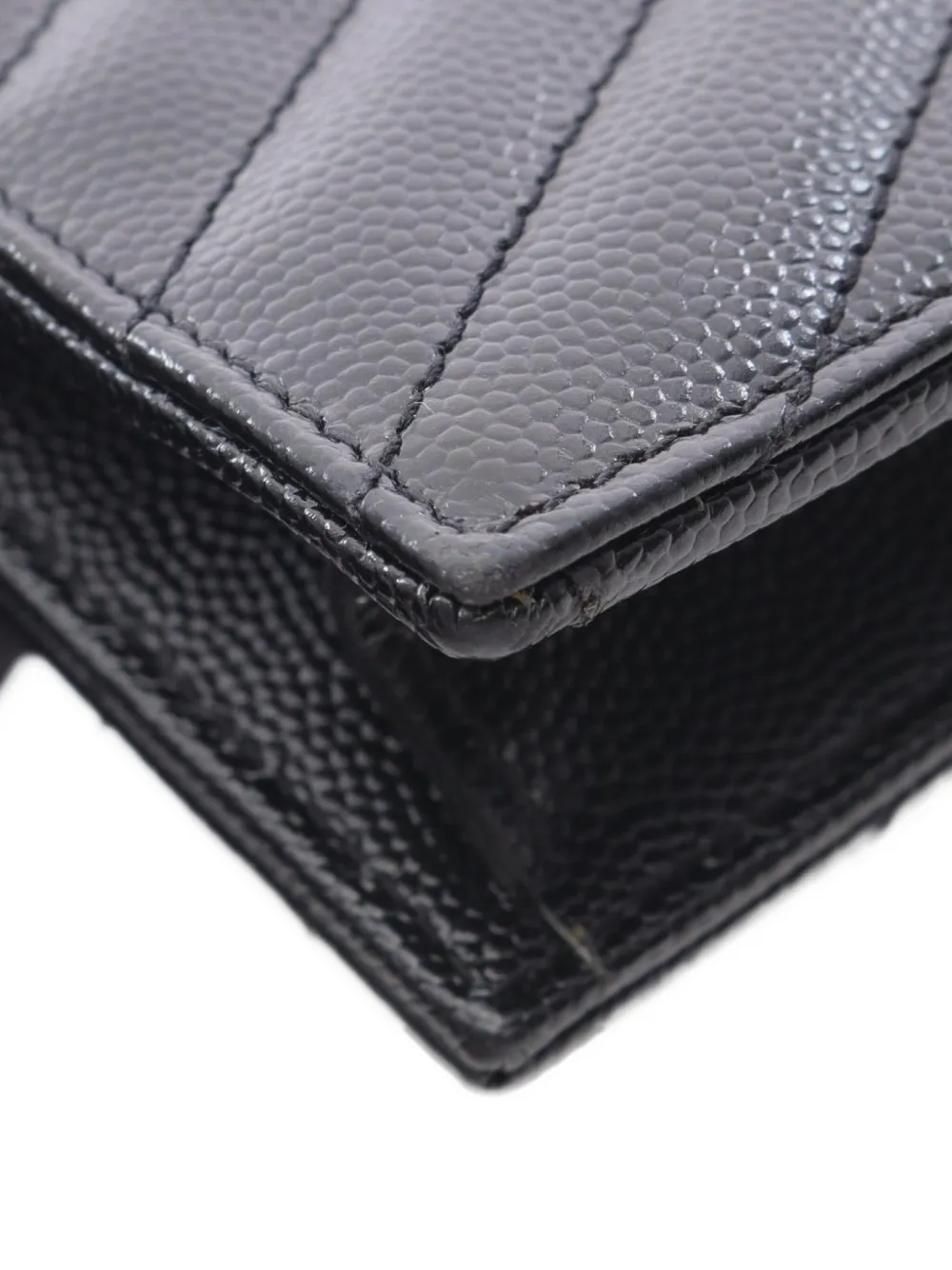 Pre-owned Saint Laurent 2010s Quilted Chain Wallet In Black