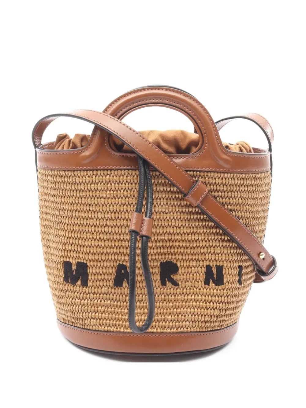 Pre-owned Marni 2010s Tropicialia Mini Bucket Bag In Brown