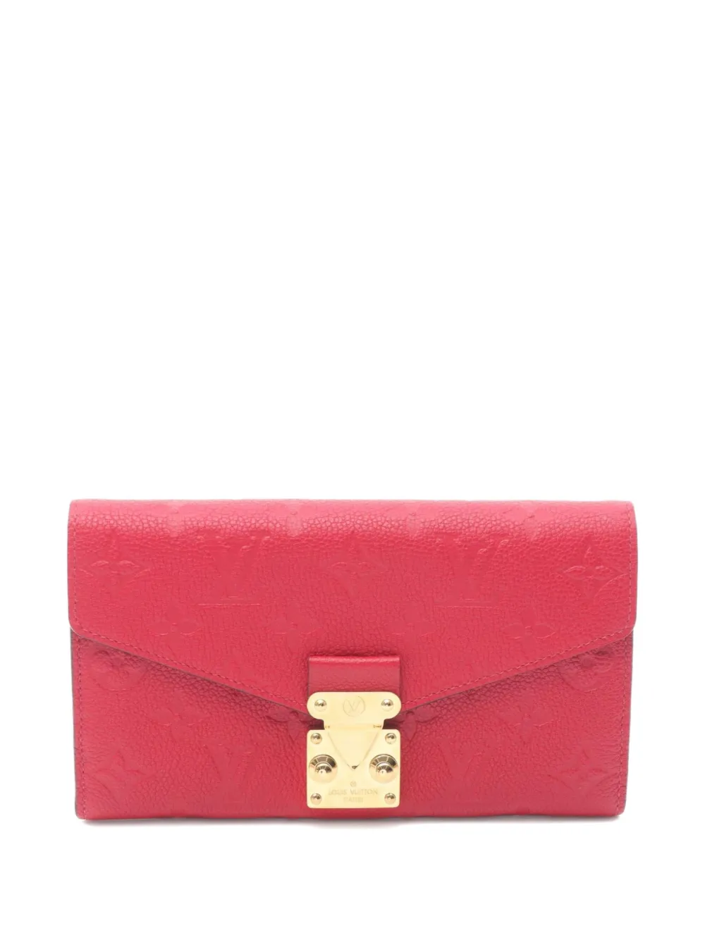 Pre-owned Louis Vuitton 2019 Monogram-embossed Clasp Wallet In Red
