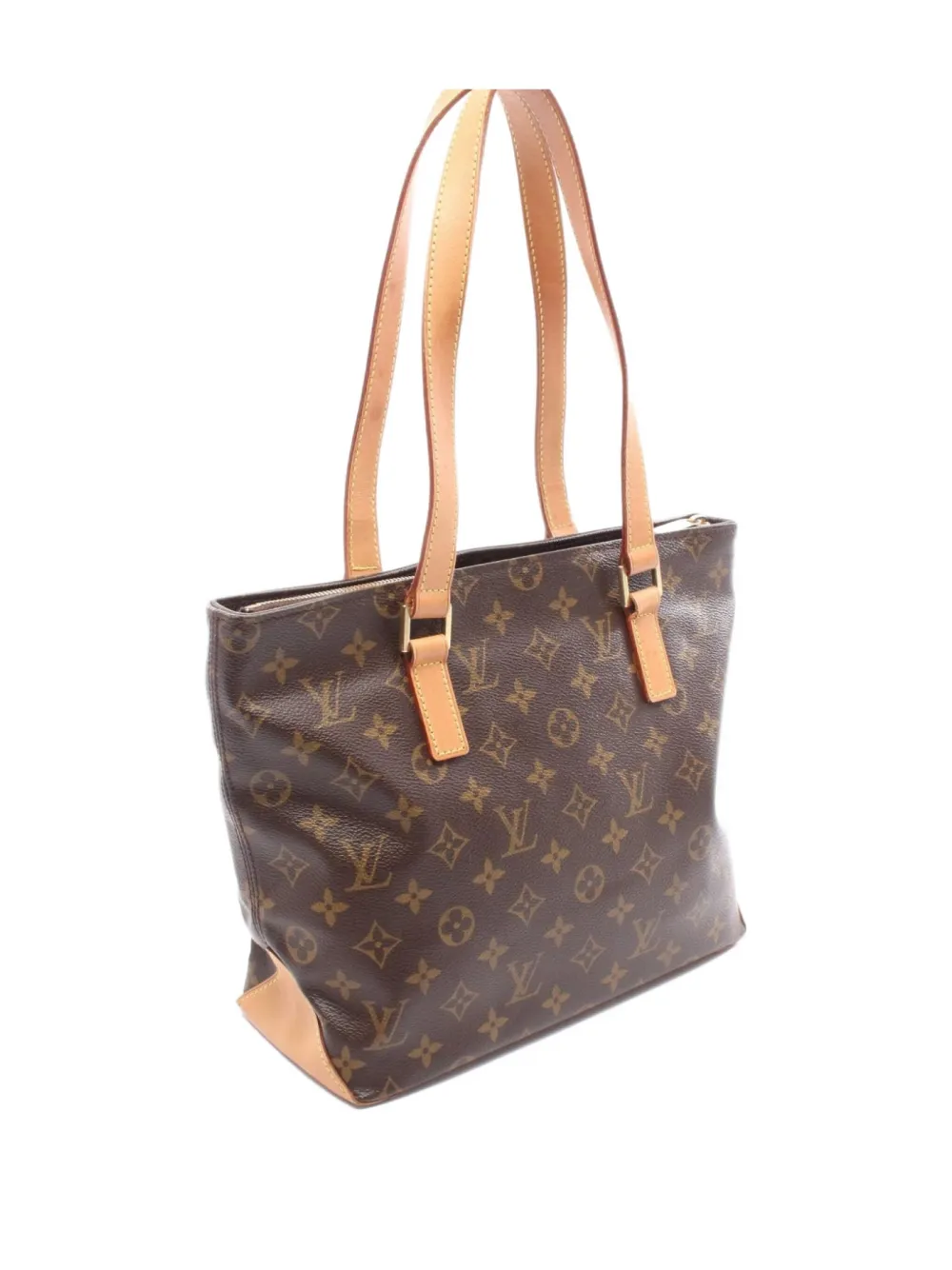 Pre-owned Louis Vuitton 2003 Monogram Cabas Piano Shoulder Bag In Brown