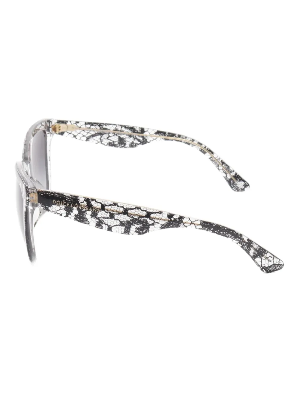 Pre-owned Dolce & Gabbana 2010s Lace-print Sunglasses In White