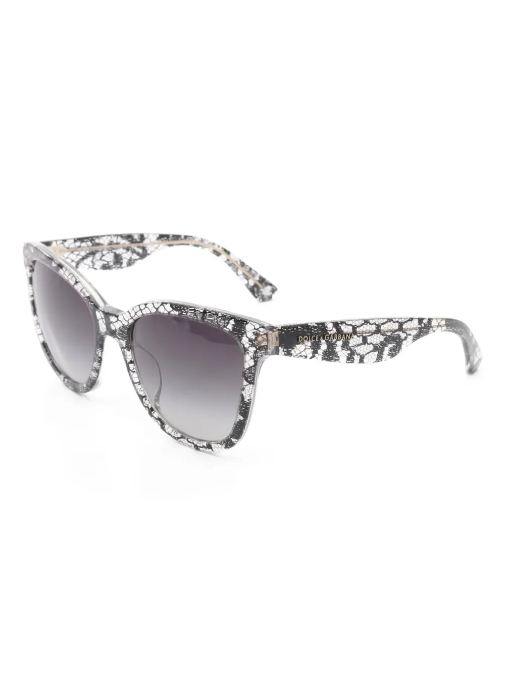 Pre-owned Dolce & Gabbana 2010s Lace-print Sunglasses In White