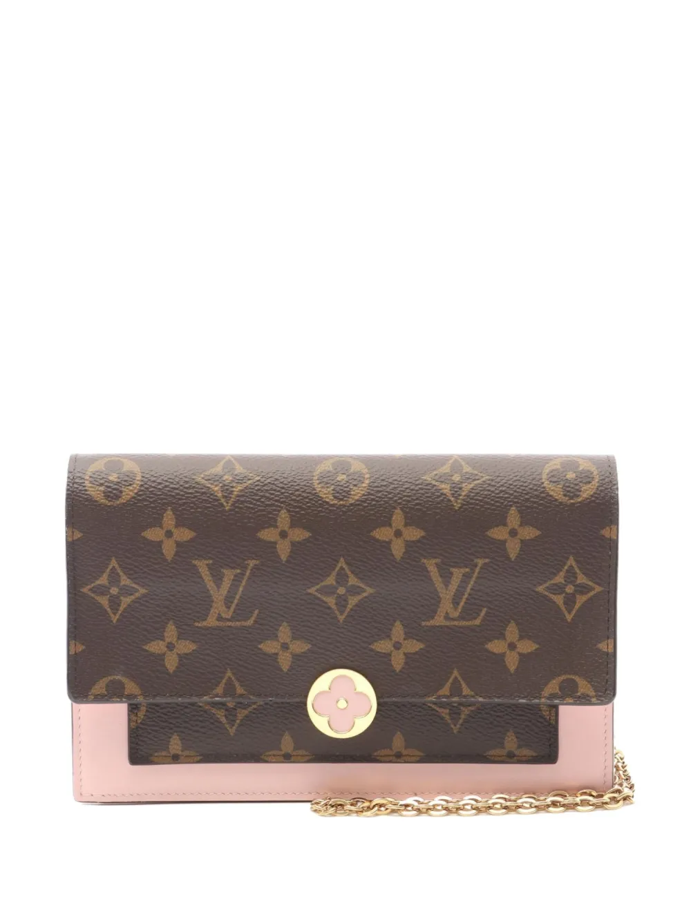 Pre-owned Louis Vuitton 2019 Monogram Chain Wallet In Pink