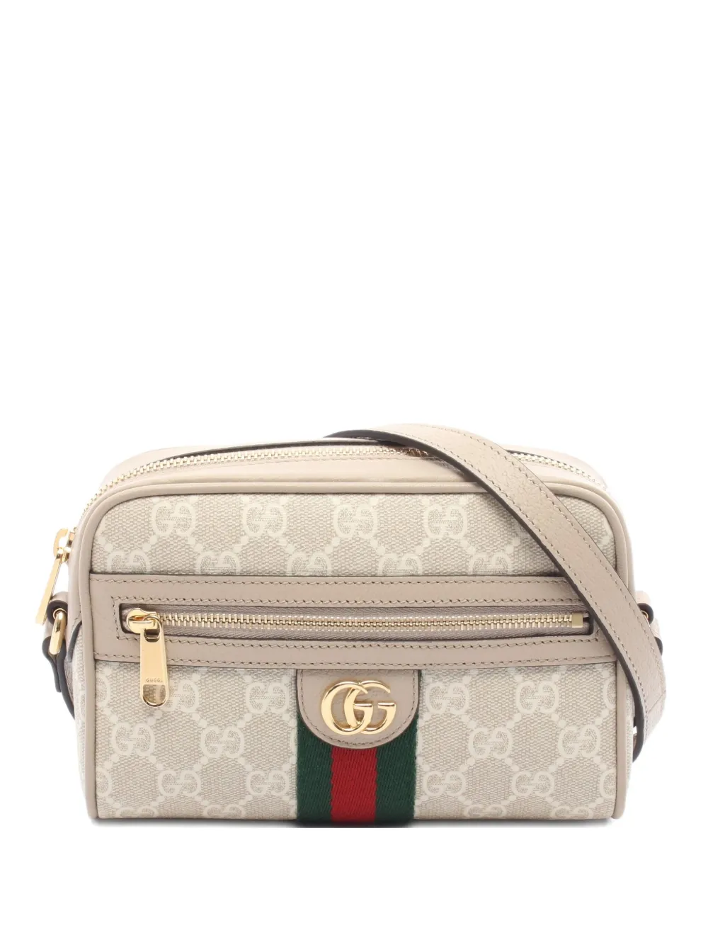 Pre-owned Gucci 2020s Mini Ophidia Gg Supreme Shoulder Bag In Neutral