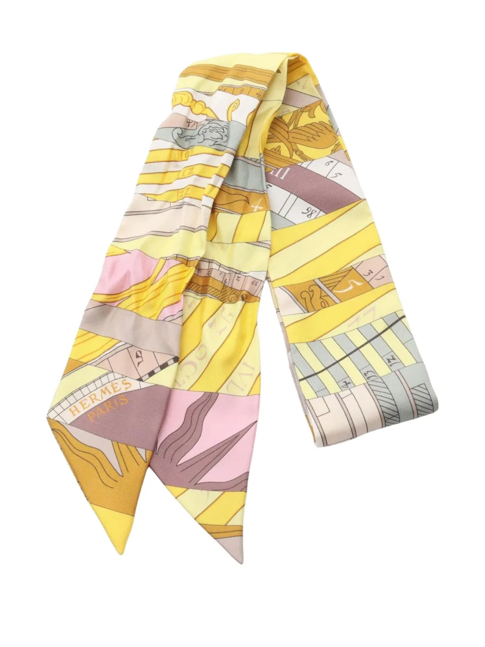 Pre-owned Hermes 2010s Astrologie Nouvelle Silk Scarf In Yellow