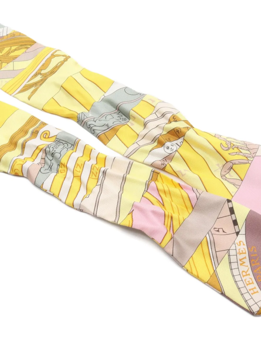 Pre-owned Hermes 2010s Astrologie Nouvelle Silk Scarf In Yellow