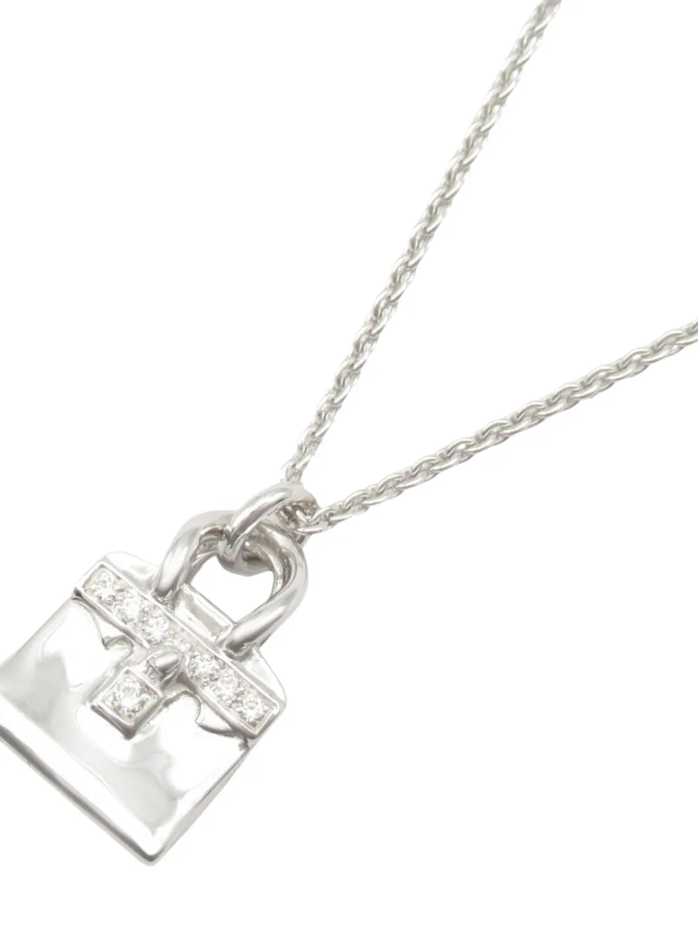 Hermès Pre-Owned 10s 18K white gold Birkin motif diamond necklace | Image 2