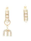 Miu Miu Pre-Owned 2010s pearl-embellished hoop earrings - Yellow