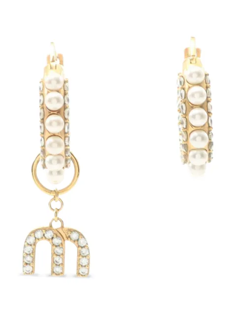 Miu Miu Pre-Owned 2010s pearl-embellished hoop earrings