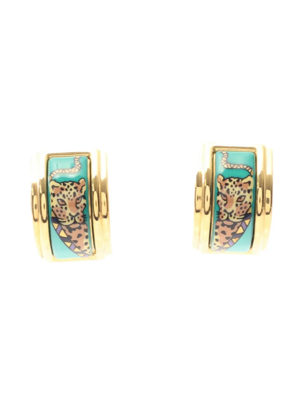 Hermès Pre-Owned 2000s enamel leopard earrings | Gold | Image 1