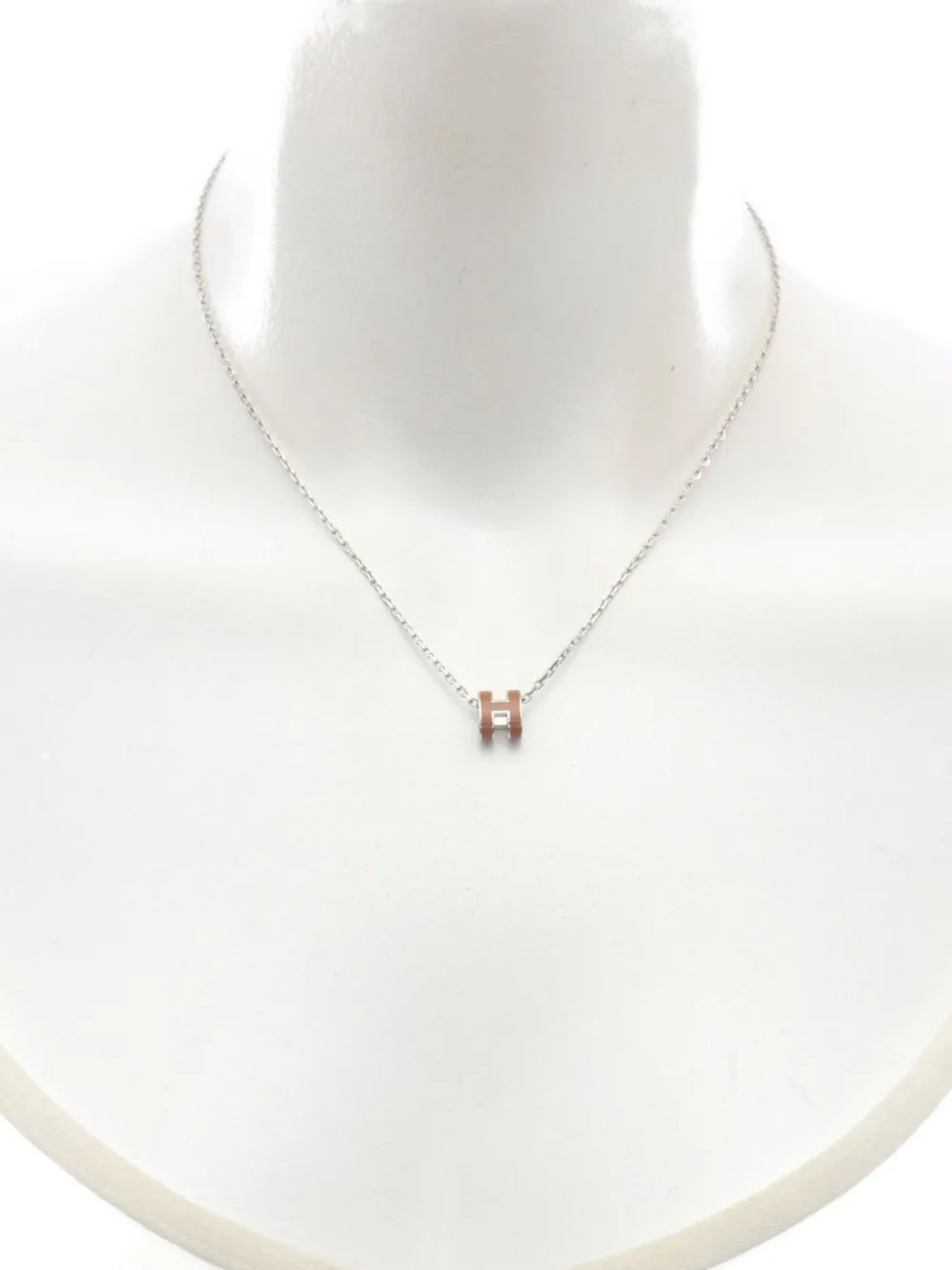 Pre-owned Hermes 2010s Mini Pop H Necklace In Silver