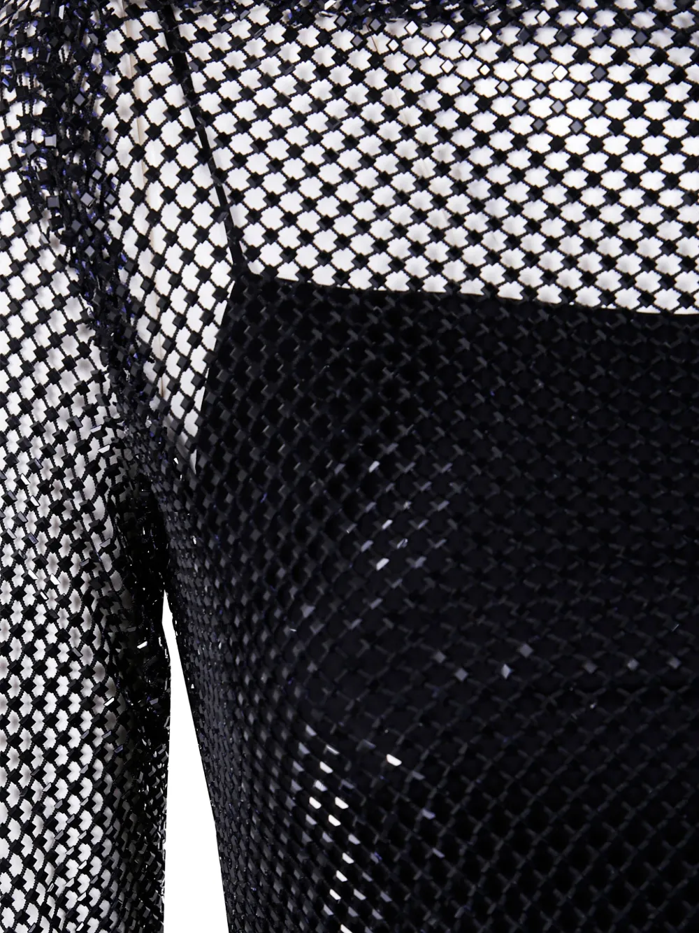 Alberta Ferretti Long Sleeve Maxi Dress With Mesh Overlay In Black