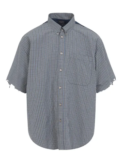 Balenciaga Hybrid  frayed-check shirt