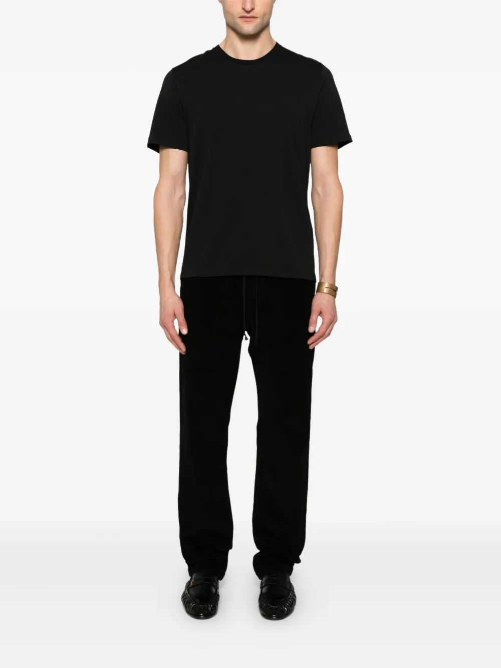 Saint Laurent logo-embroidered cotton T-shirt - Zwart