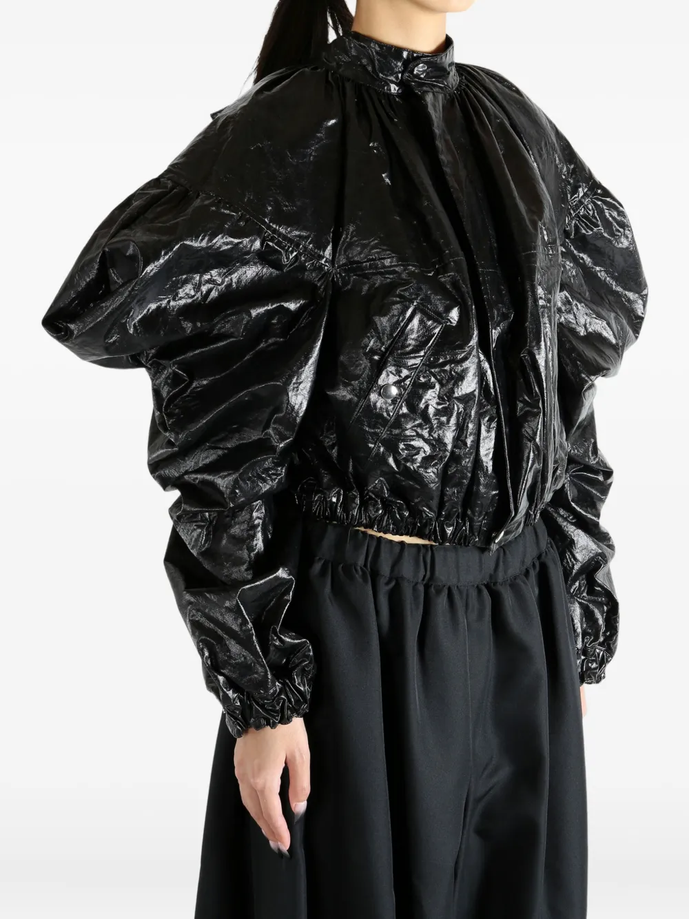 Comme Des Garçons Tao Balloon-sleeve Cropped Jacket In Black