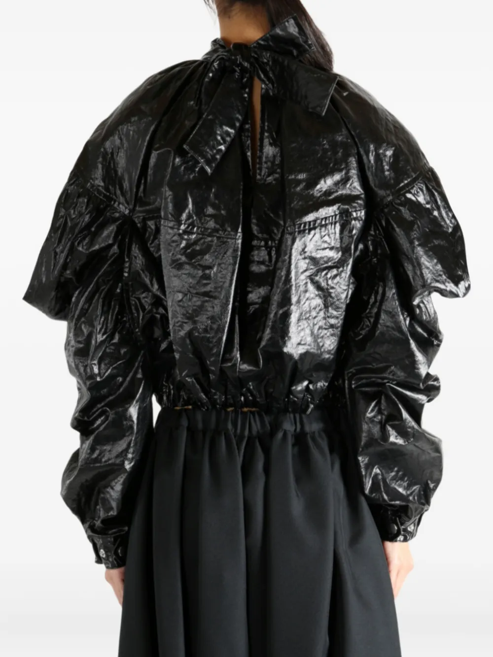 Comme Des Garçons Tao Balloon-sleeve Cropped Jacket In Black