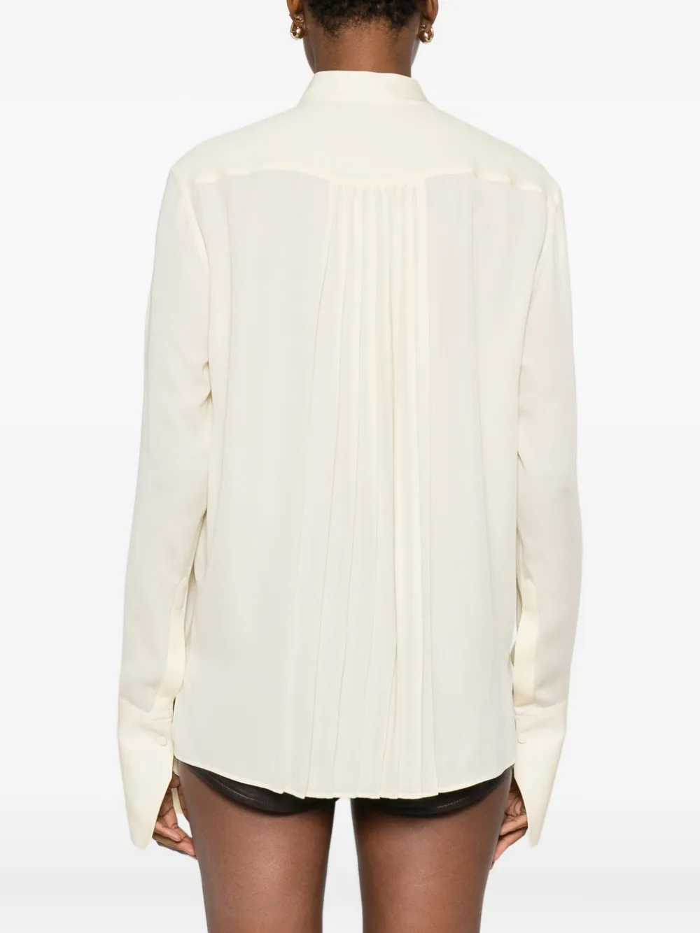 Tom Ford Pleated High-neck Top In Neutral