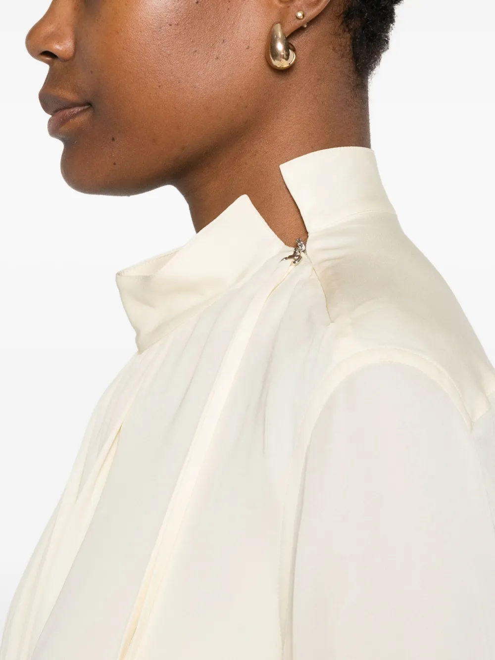 Tom Ford Pleated High-neck Top In Neutral