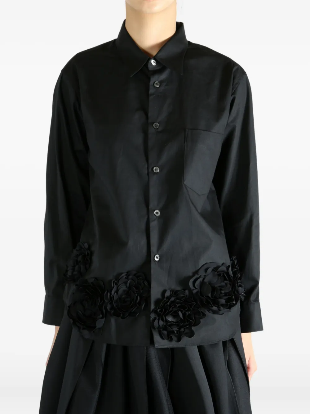 Comme des Garçons TAO rose-embellished cotton shirt Zwart