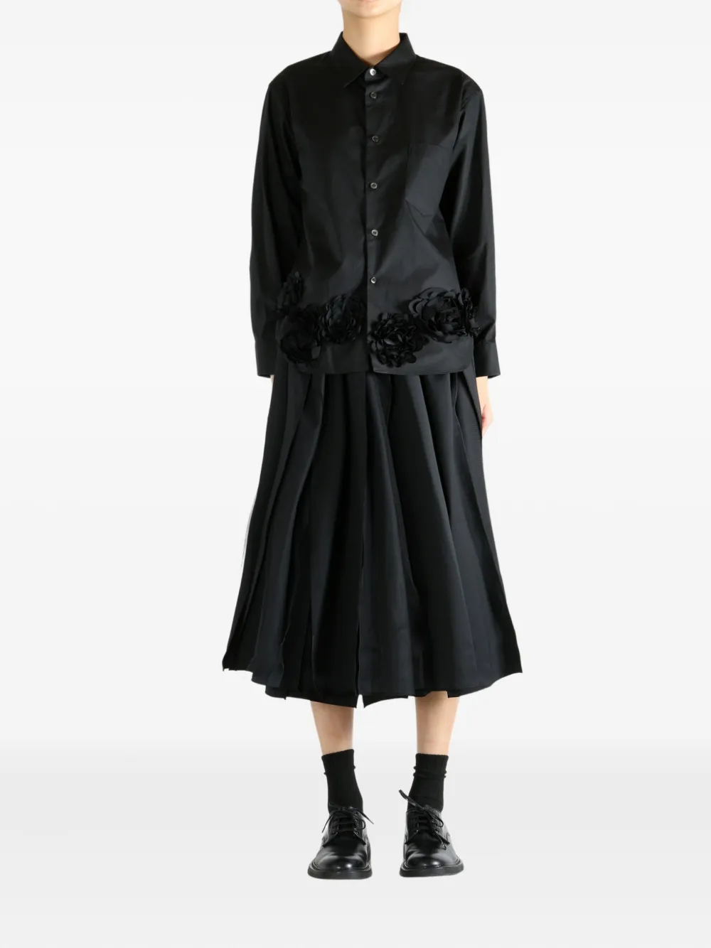 Comme des Garçons TAO rose-embellished cotton shirt - Zwart