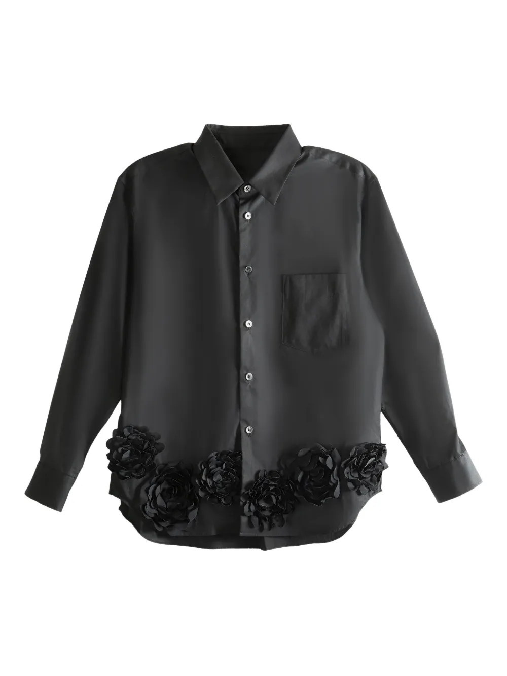 Comme des Garçons TAO rose-embellished cotton shirt | Black | Image 1