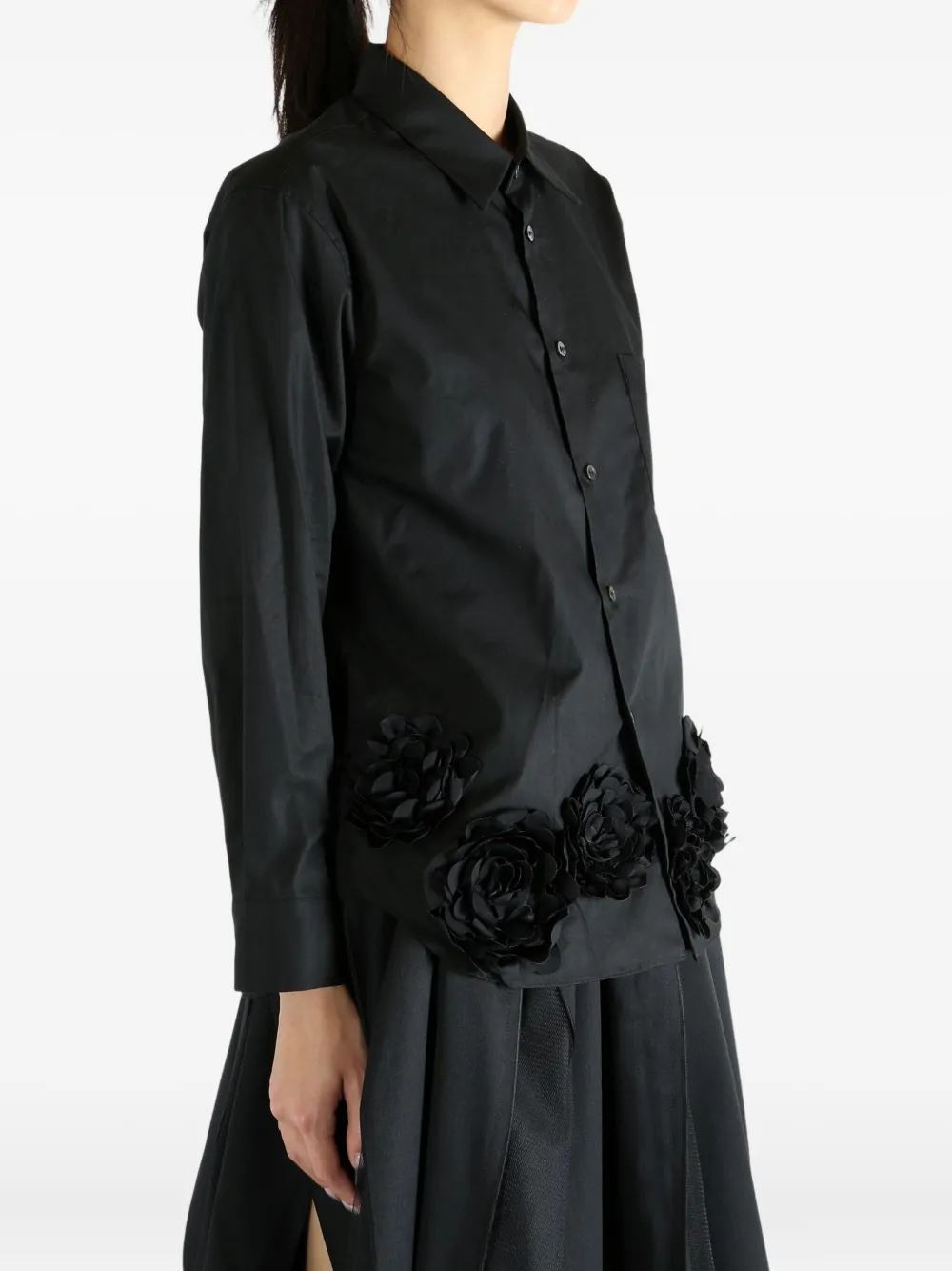 Comme des Garçons TAO rose-embellished cotton shirt Zwart