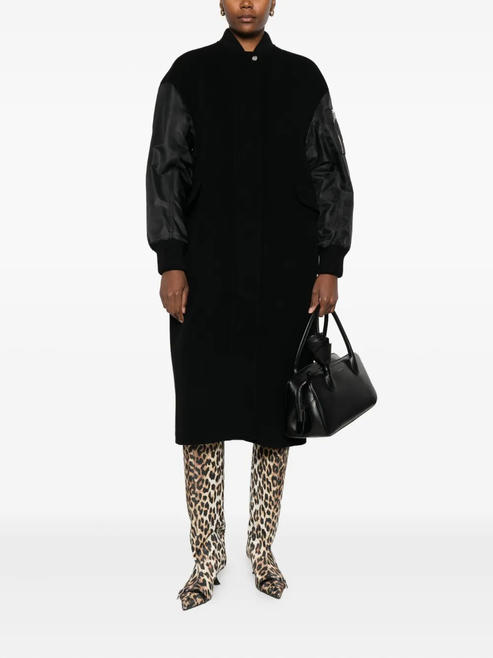 PINKO satin-sleeve wool coat | Single Breasted Coats | Image 2