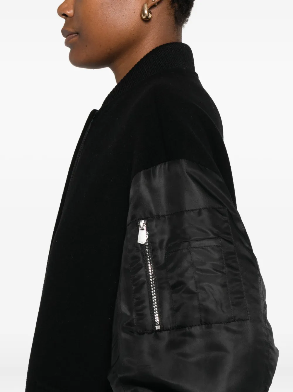 Pinko Long Coat In Wool-blend Cloth And Technical Satin In Black