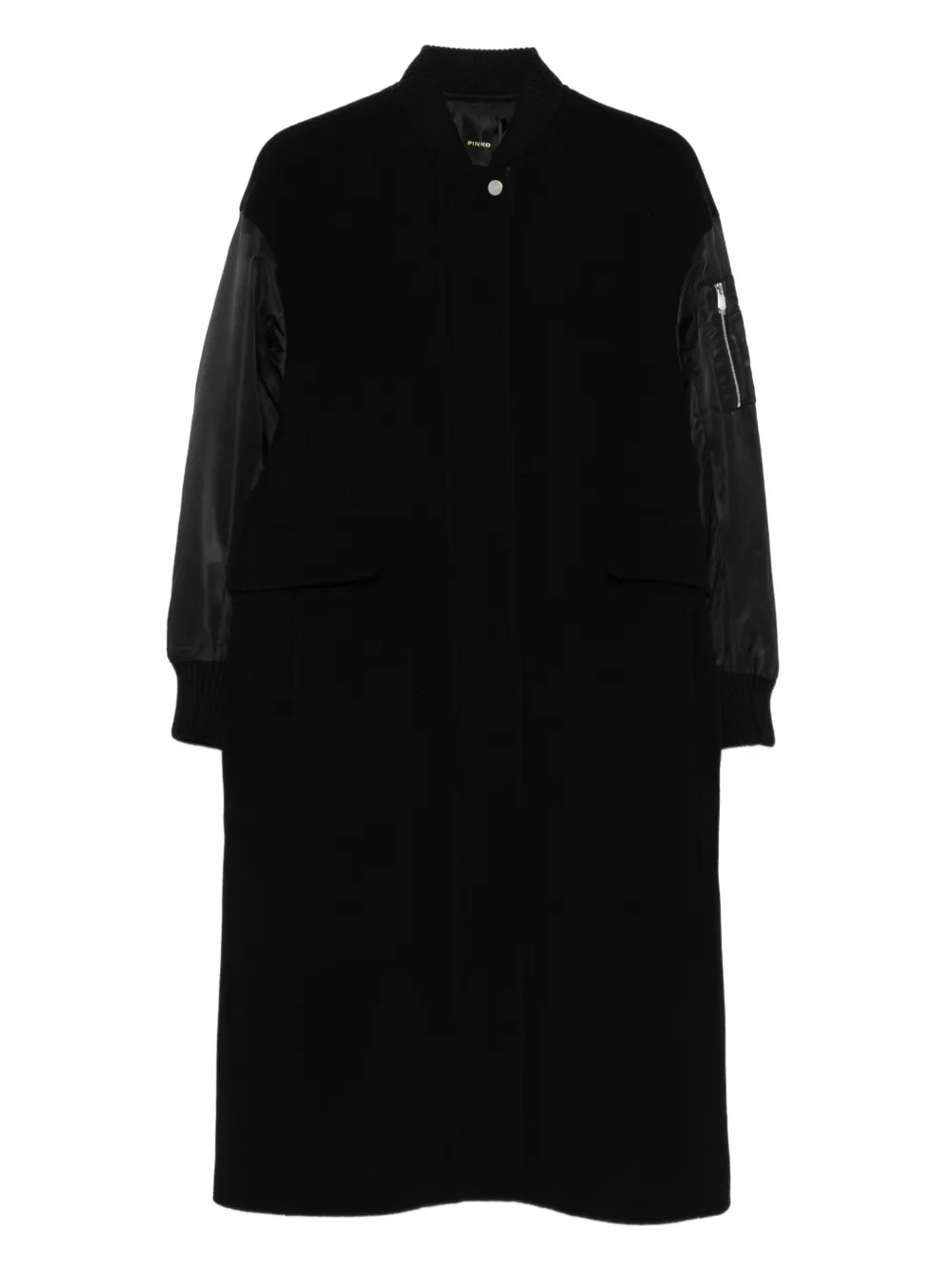PINKO satin-sleeve wool coat | Black | Image 1